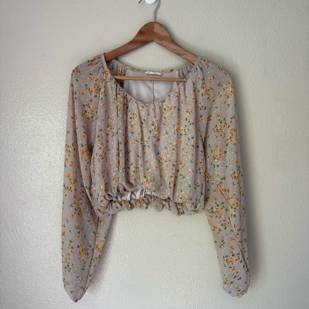 Altar'd State Floral Blouse with Ruched Hem